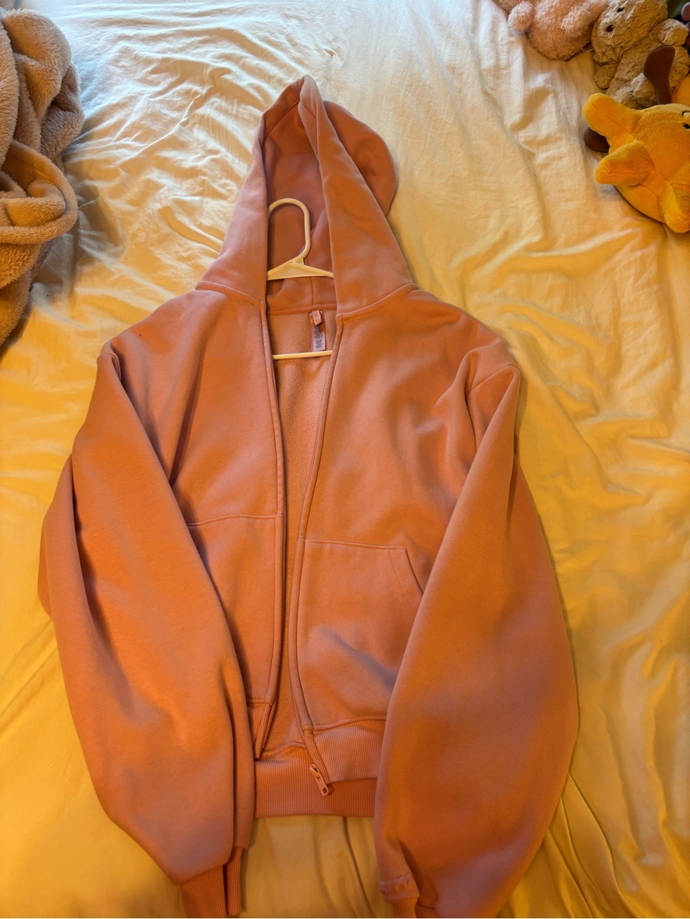 SKIMS Dusty Rose Hooded Zip Bomber Jacket